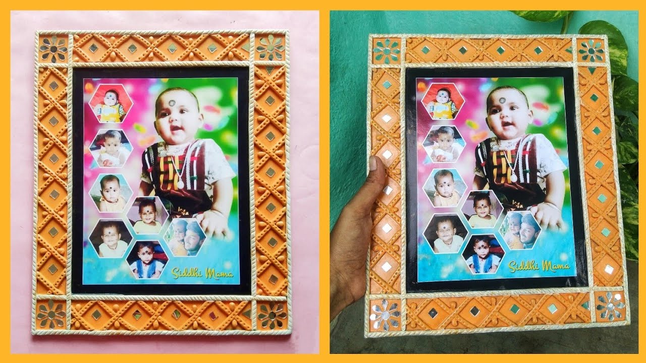 Beautiful lippan art photo frame 😲😱🤯 Making at home😱😱 #diy #photoframemaking #craft #youtube #viral