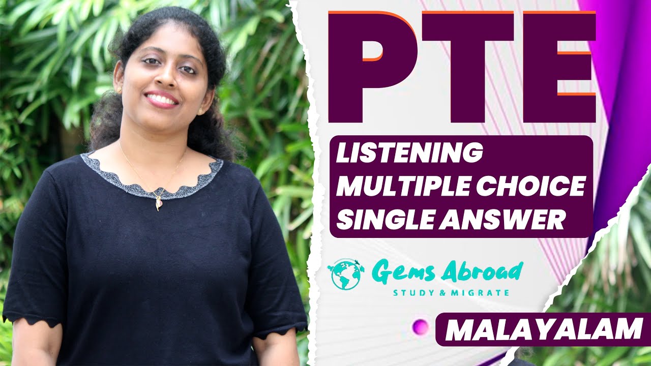 PTE Listening Multiple Choice Single Answer | Tips and Tricks in Malayalam | Gems Abroad