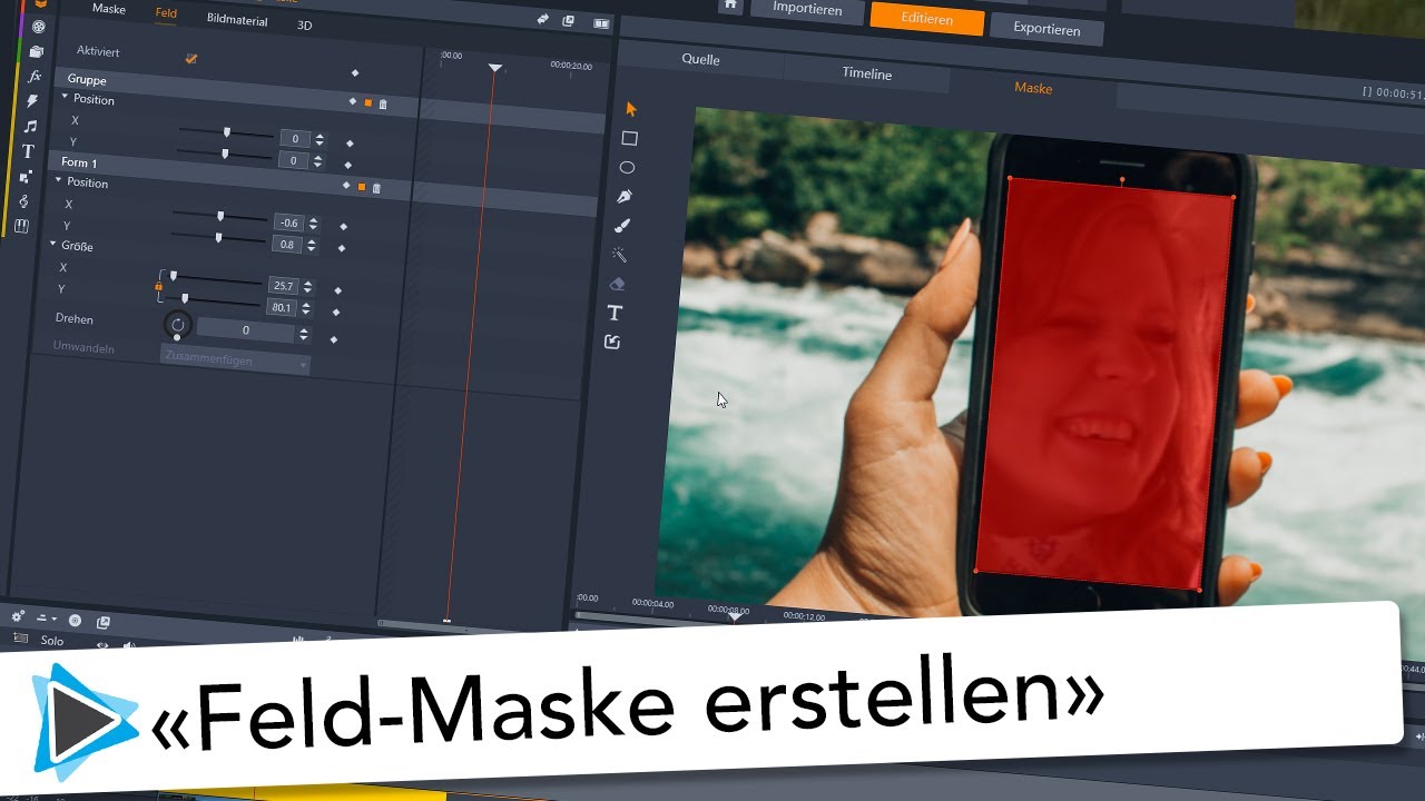 Neu in Pinnacle Studio 23 Maske mit einem Feld Inhalt von Smartphone ersetzen Video Tutorial Deutsch