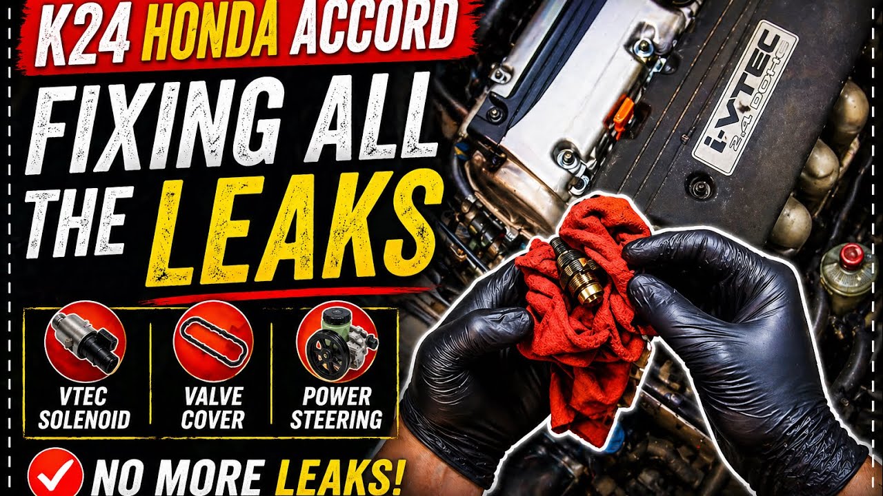 Fixing All the Oil Leaks / K24 Honda Accord / Vtec Solenoid Valve Cover & Powersteering
