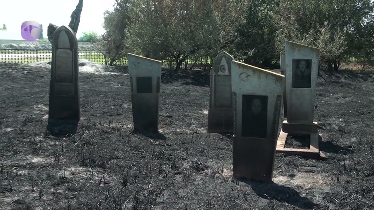 Ağdaşda qəbiristanliqda YANĞIN