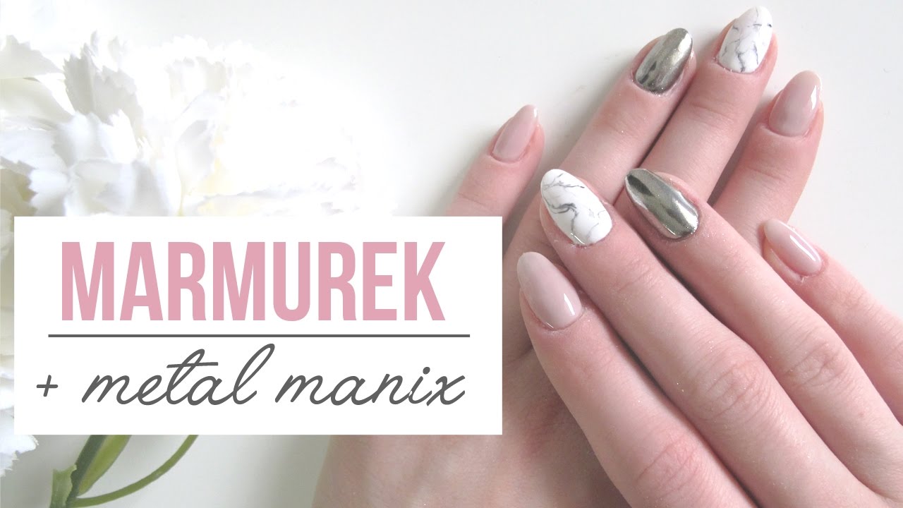 Marmurkowe Paznokcie Hybrydowe + Efekt Lustra  |  Jak Zrobić Lustro i Marmur Na Paznokciach Tutorial
