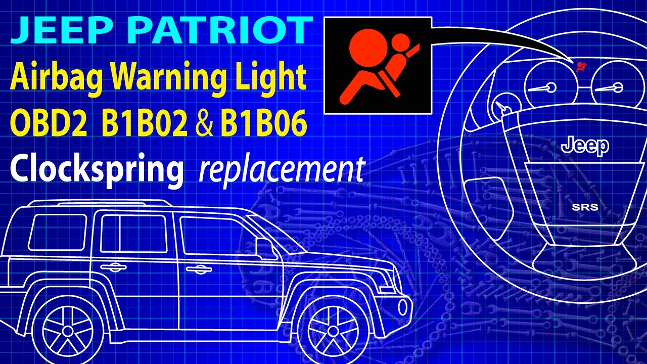 Jeep Patriot Airbag Warning Light OBD2 Codes B1B02 B1B06 Clockspring removed, inspected & replaced.