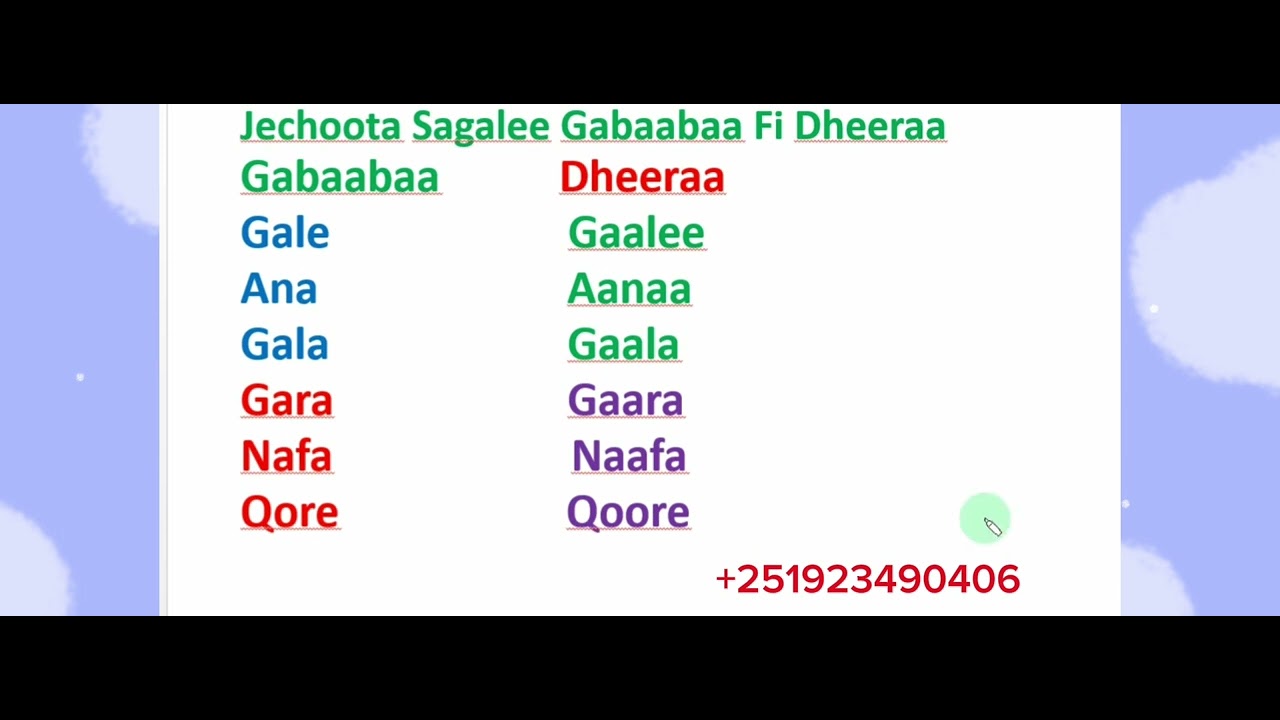 Jechoota Sagalee Gabaabaa Fi Dheeraa Barreessuu #Learn Afaan Oromoo#Amharic English letters