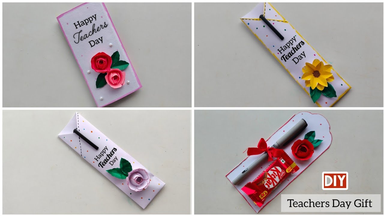 4 DIY Teachers Day Gift Idea🌷 | Handmade Pen Gift Card | Last Minute Teachers Day Gift Easy 💐🎁