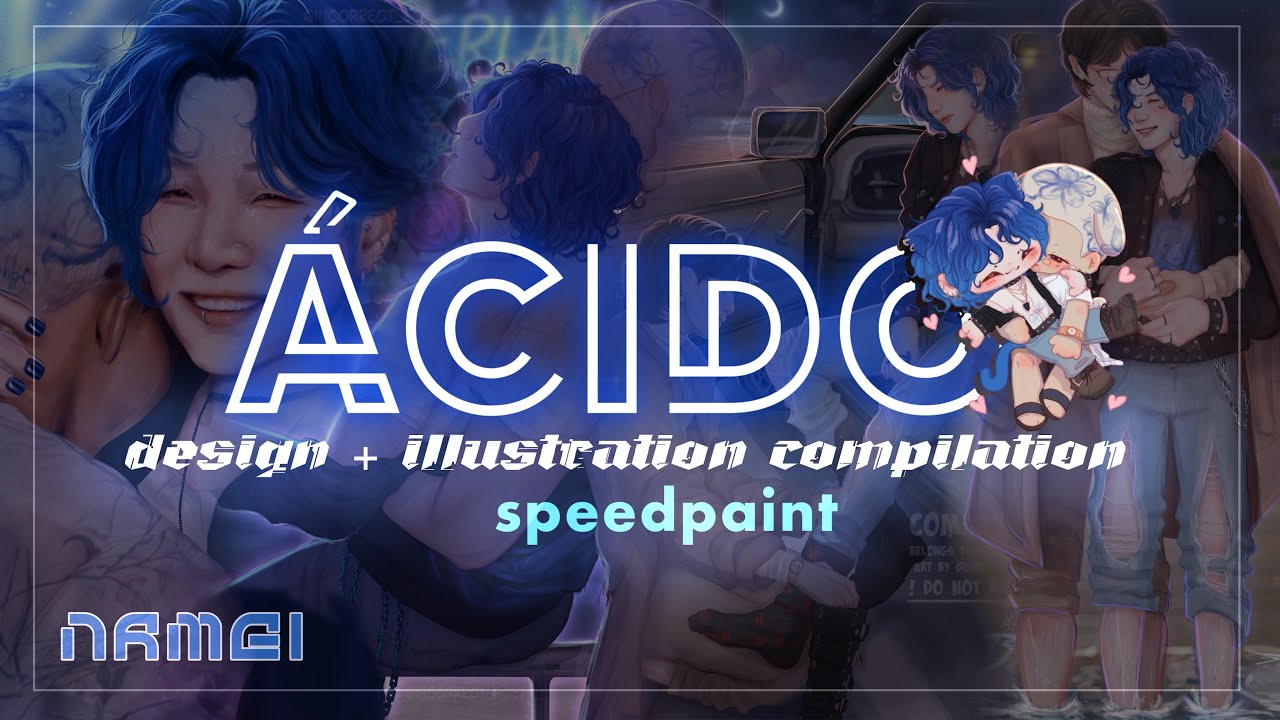 BTS NAMGI ÁCIDO - TIMELAPSE DESIGN + ILLUSTRATION COMPILATION 🎸💙