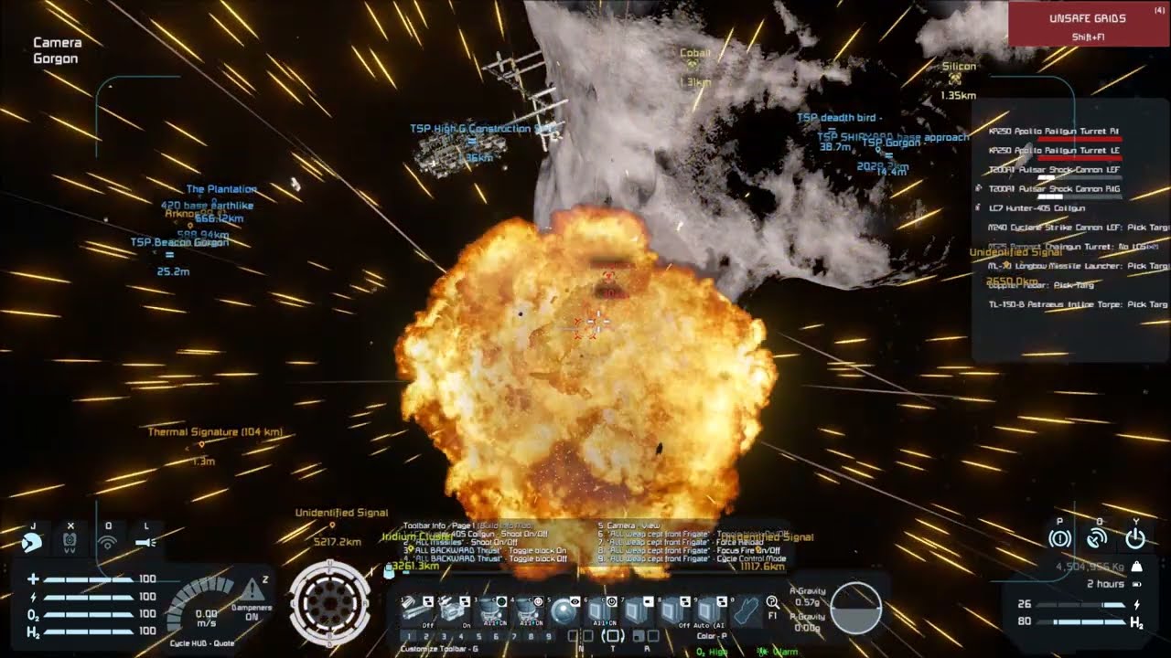 Space Engineers- Repelling a reaver while trying to build a ship