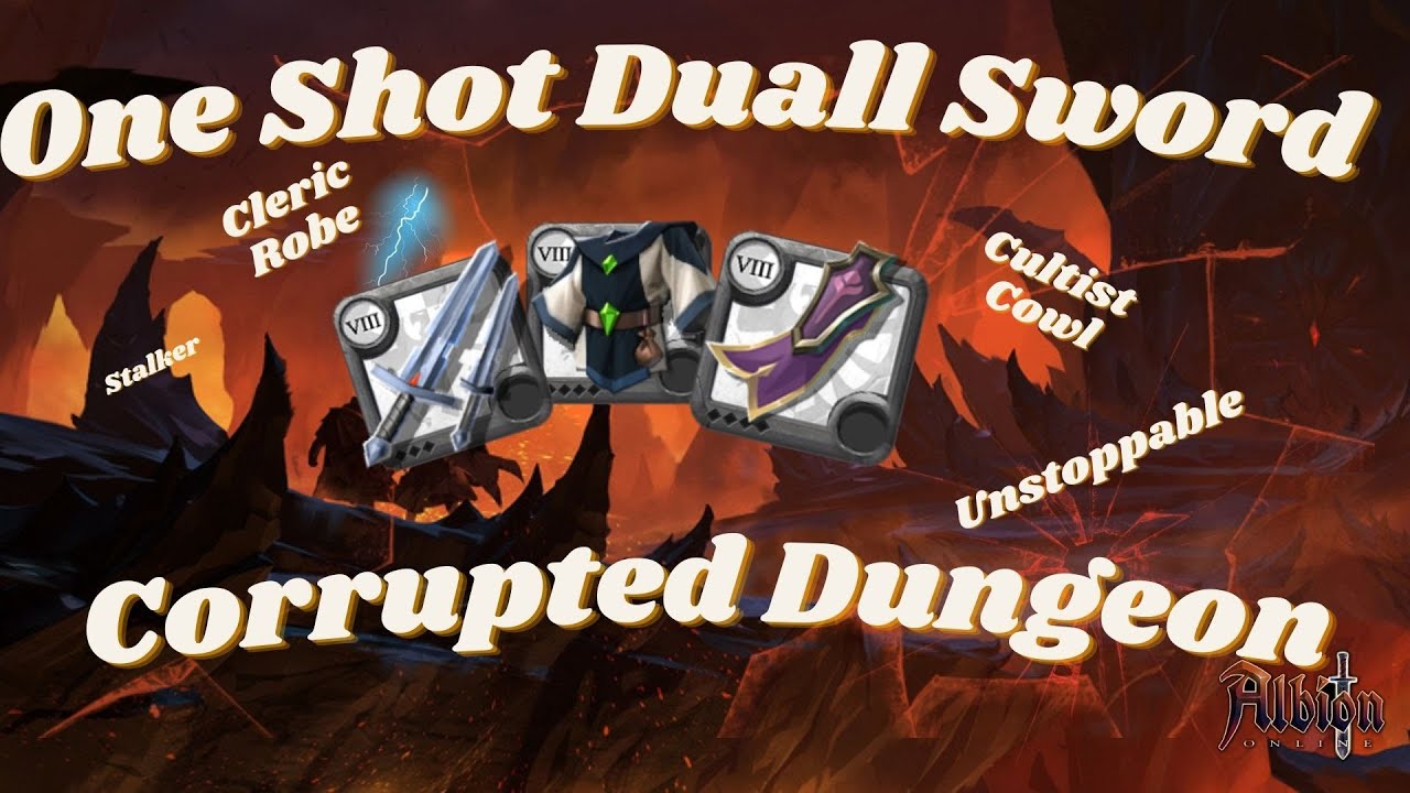 One Shot Dual Sword Cultist Cowl Cleric Robe I Albion Online I Corrupted Dungeon I Unstoppable I