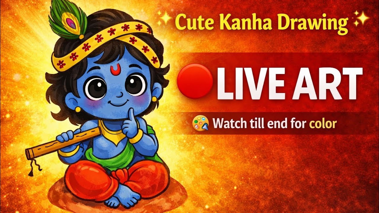 ❤️LIVE❤️ live cute krishna watercolor drawing 🙏