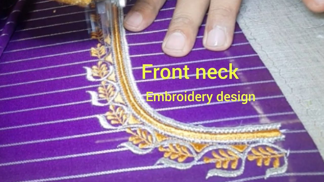 Machine embroidery front neck design #zstarfashionembroiderydesigne #art #embroidery #diy 