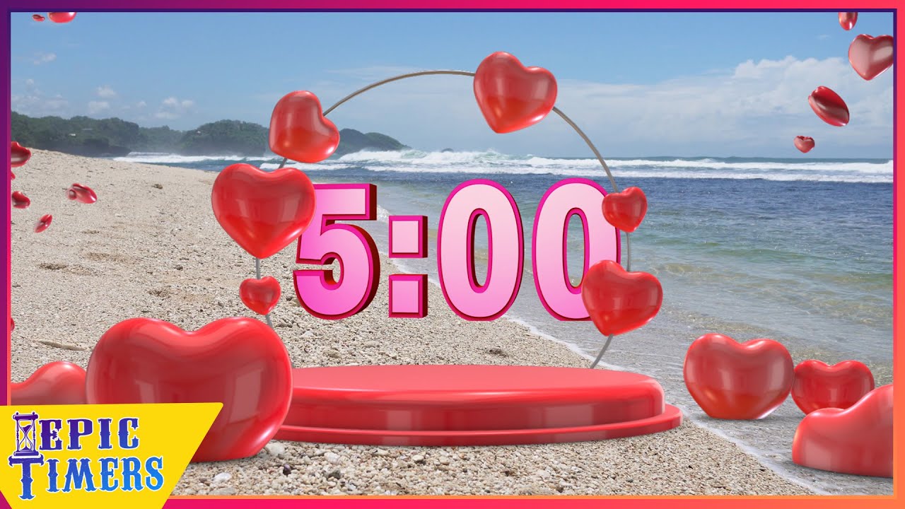 5 Minute Timer with music Valentines Day Hearts