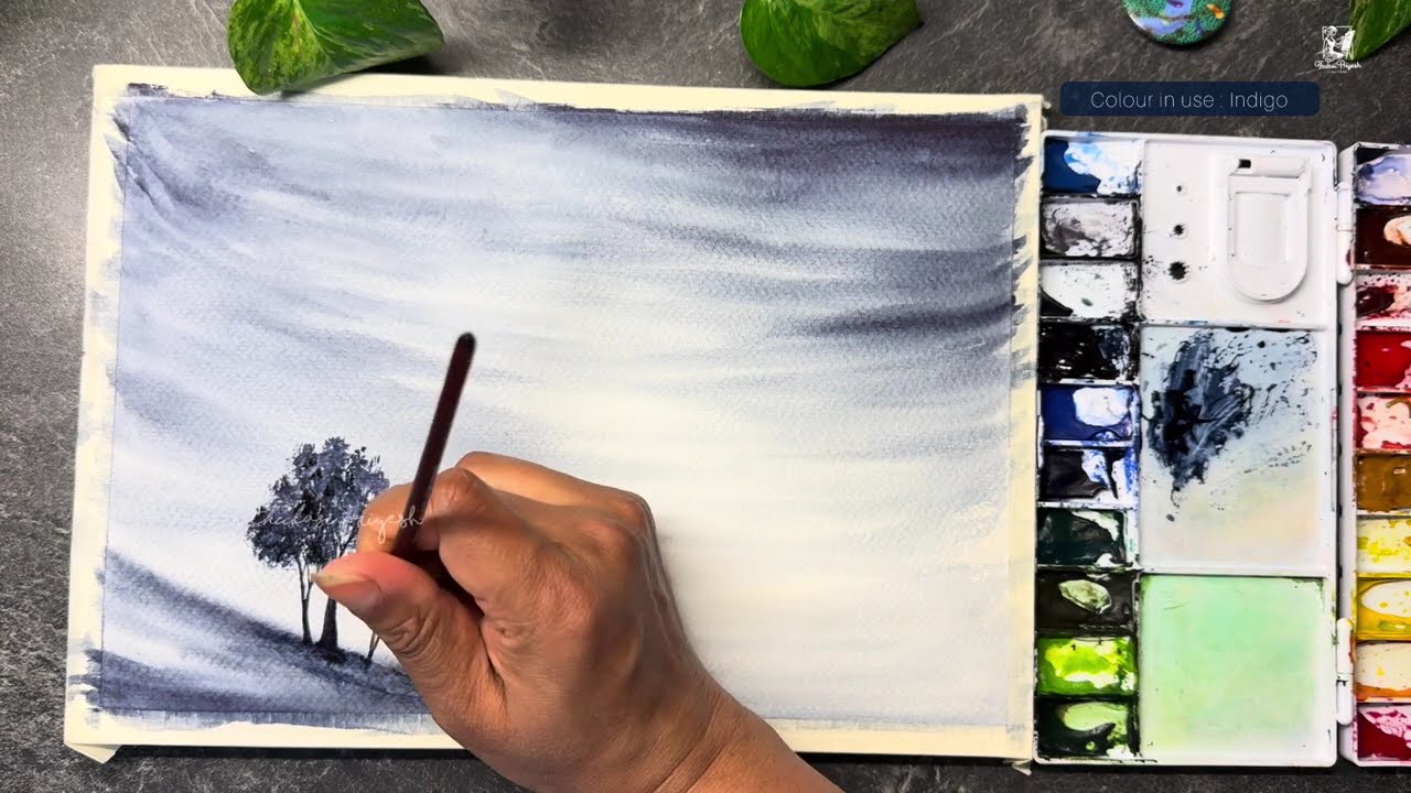Quiet Solitude Watercolor | Calm Minimal Landscape Painting