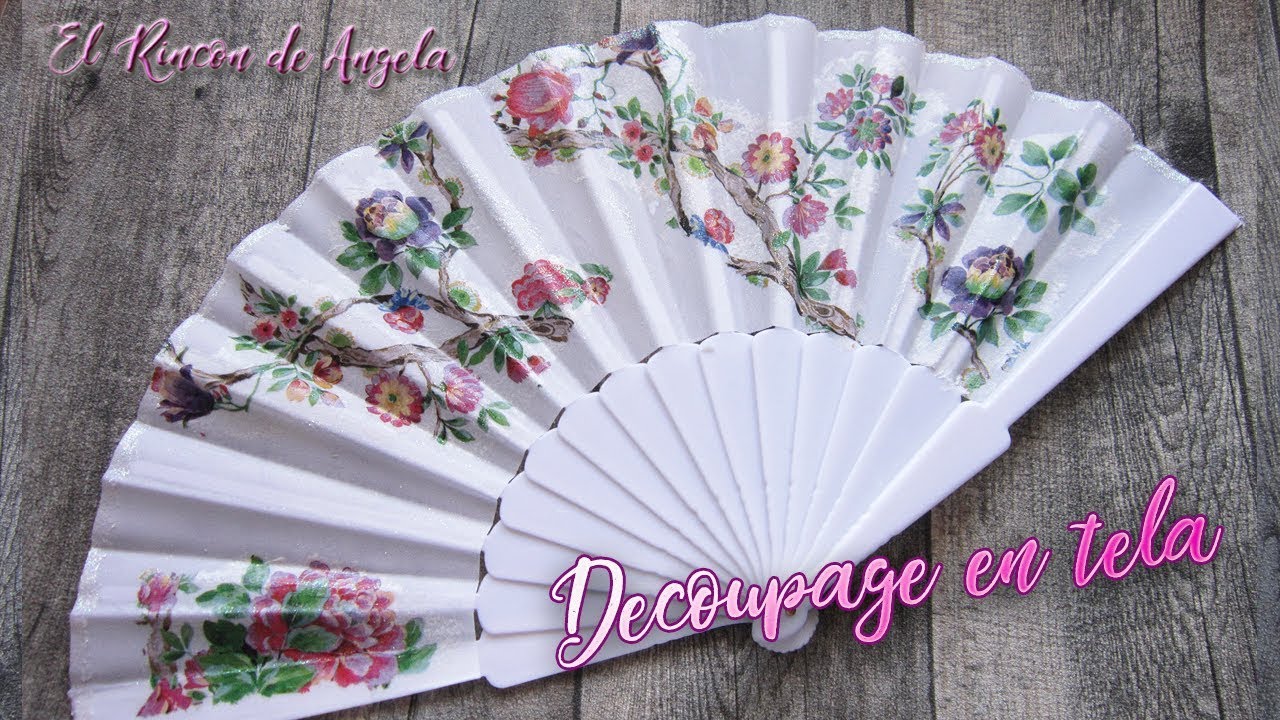 Como decorar un abanico de tela con decoupage muy fácil-Diy manualidades