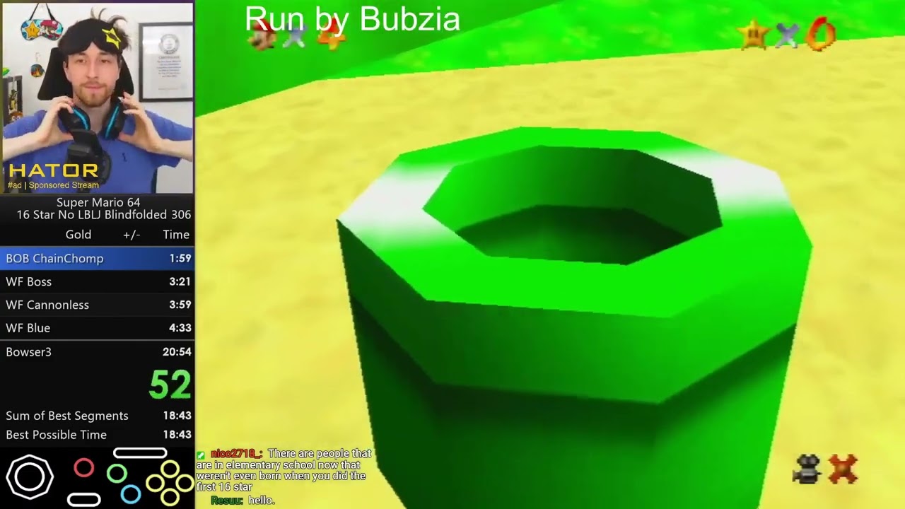 [Former WR] Super Mario 64 Beat Dark World Speedrun (Blindfolded) 8m 27s by Bubzia