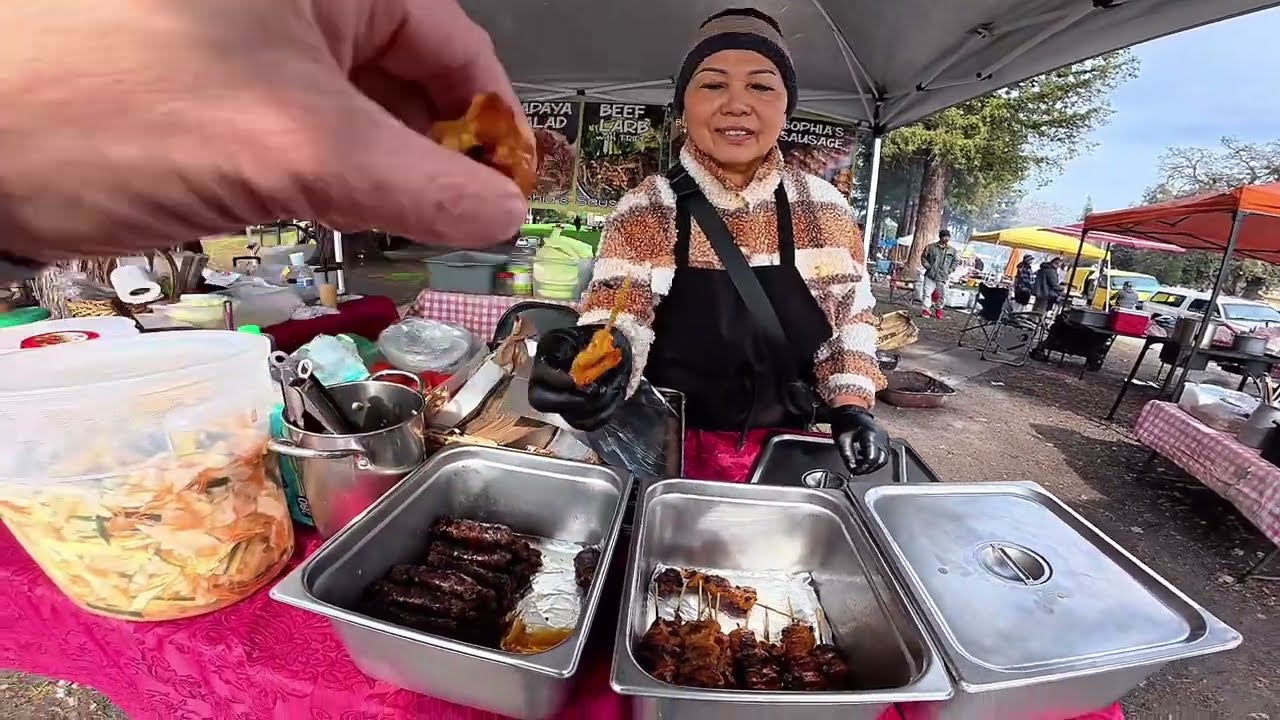 Ep.1 Check out the street food in the park. Angel Cruz park Stockton California USA. @kontuateeb896