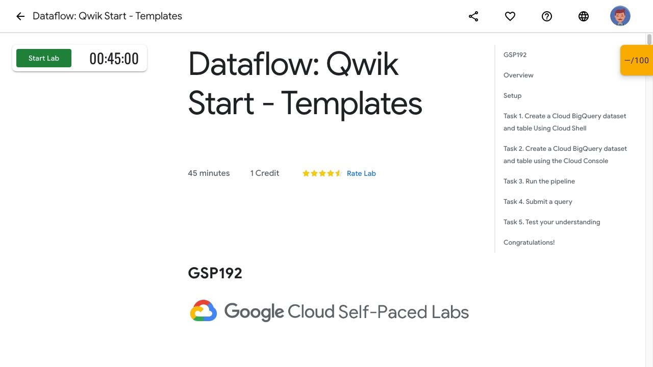 Dataflow Qwik Start   Templates GSP192