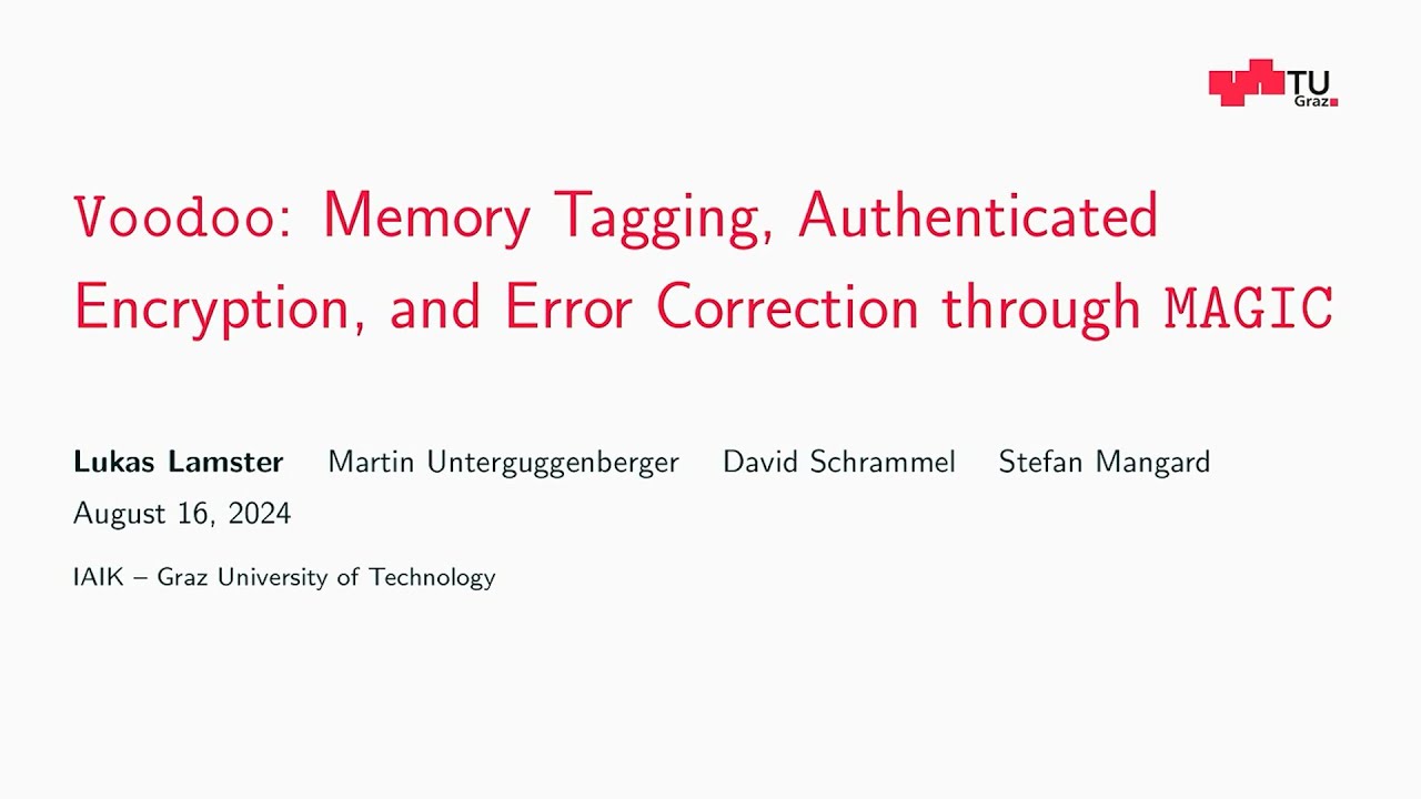 USENIX Security '24 - Voodoo: Memory Tagging, Authenticated Encryption, and Error Correction...
