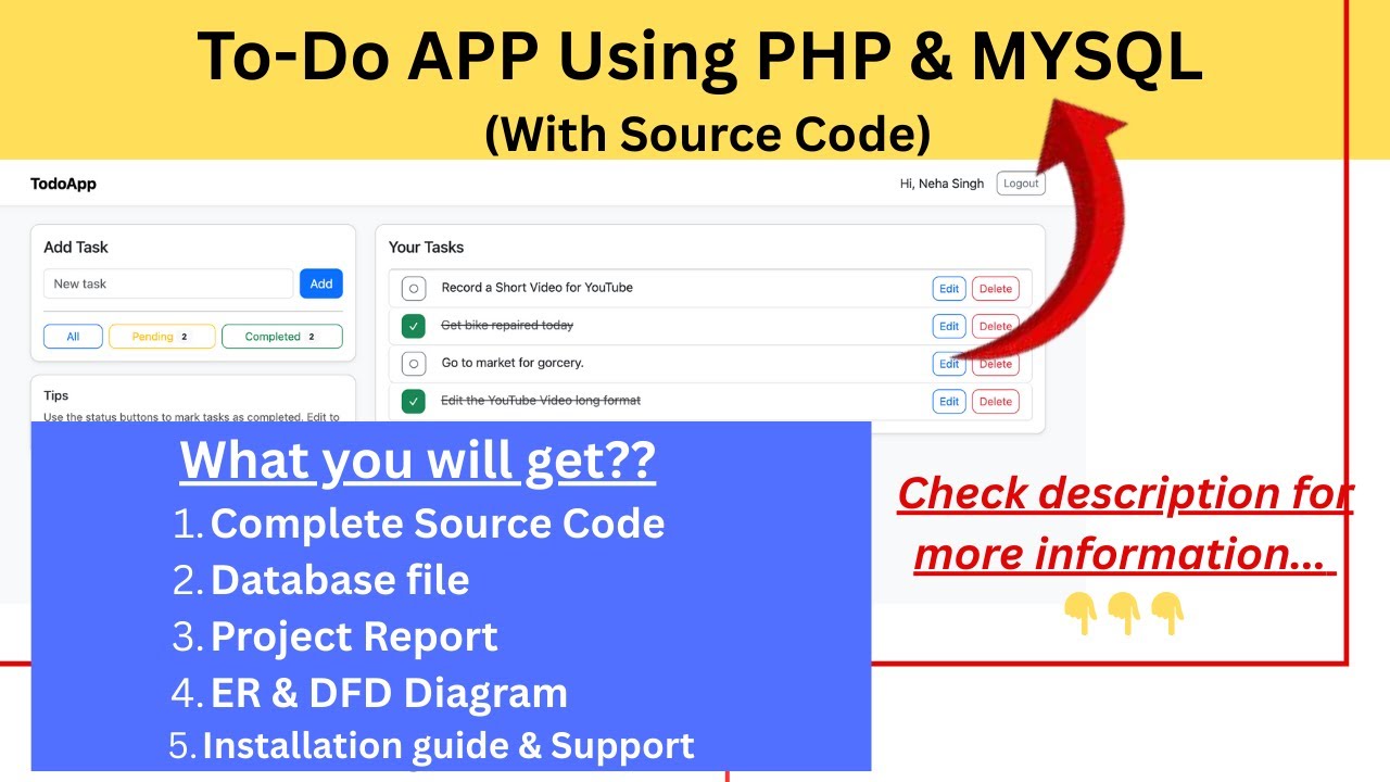 Responsive To-do App using PHP and MySQL with Source Code | Login & Register System | PHP Projects