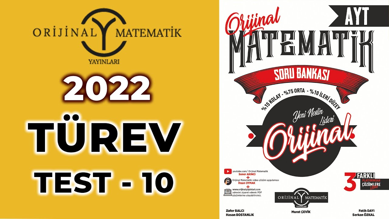 TÜREV TEST 10  - 2022 AYT MATEMATİK SORU BANKASI @Soner Akıncı MATEMATİK