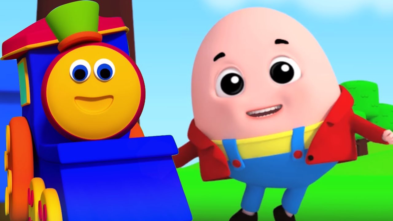 Trem bob | crianças rimas | Humpty Dumpty Sat On A Wall | Popular Nursery Song | Baby Rhymes
