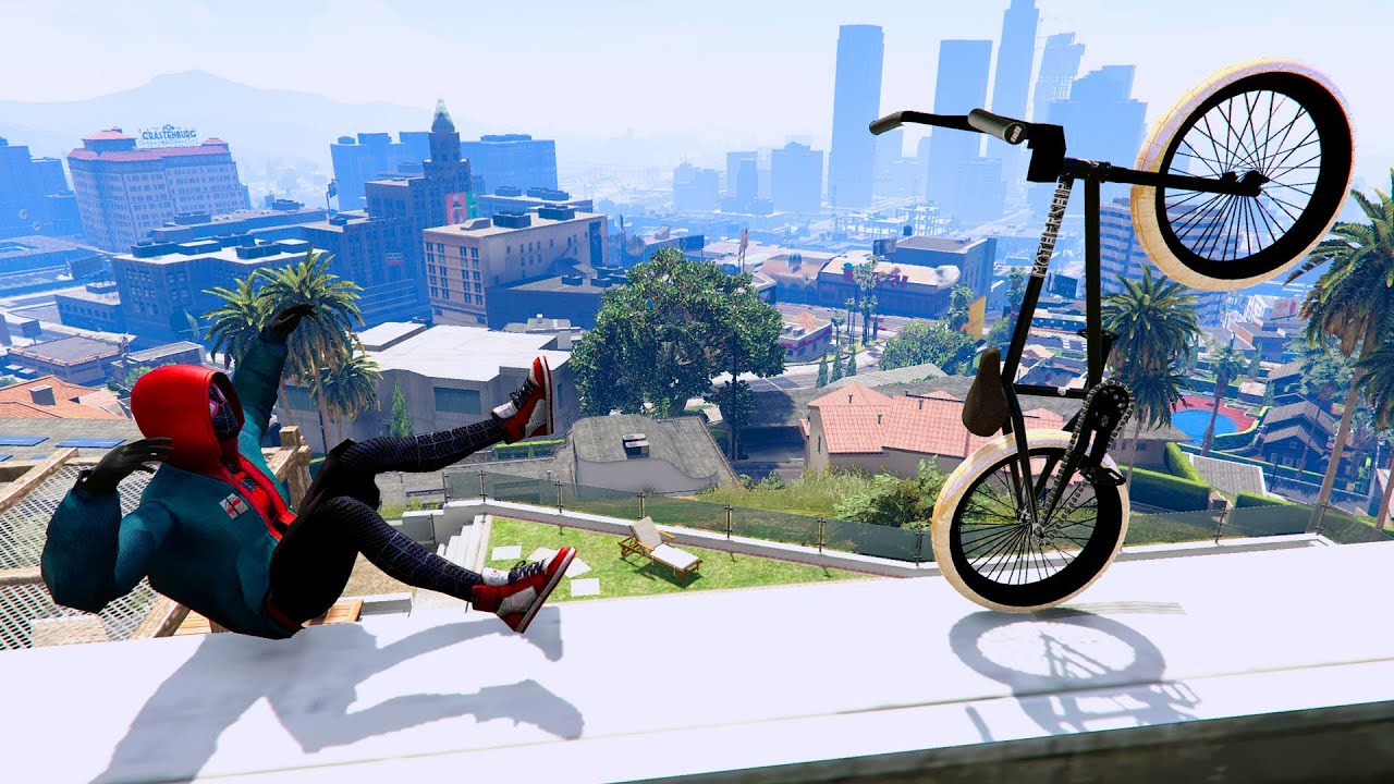 GTA 5 - Spiderman BMX Parkour Jumps Vol.9 (Euphoria Ragdolls)