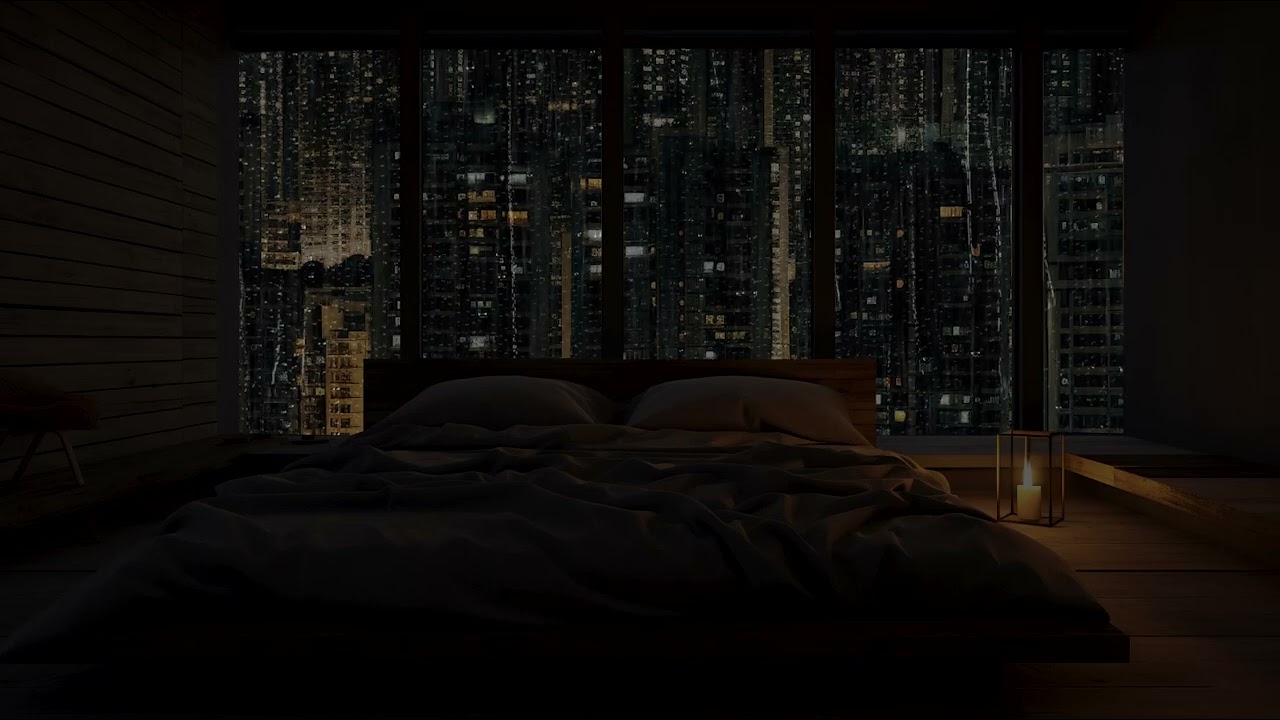 Sound Of Rain - Heavy Rainstorm Sound for Relaxing with View of New York in a Cozy Room | ASMR Rains