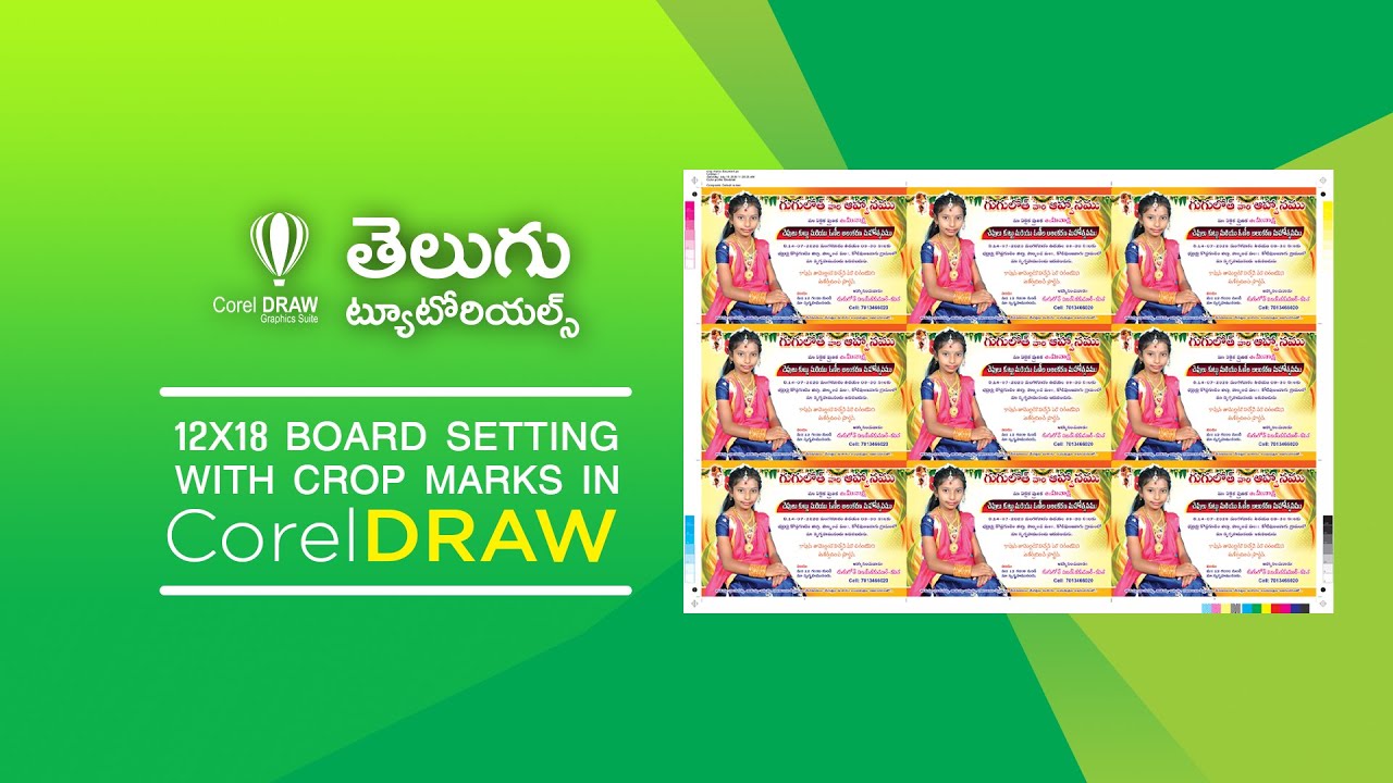 How to make crop marks(12x18 Board) in CorelDRAW | CorelDRAW Tutorials in Telugu