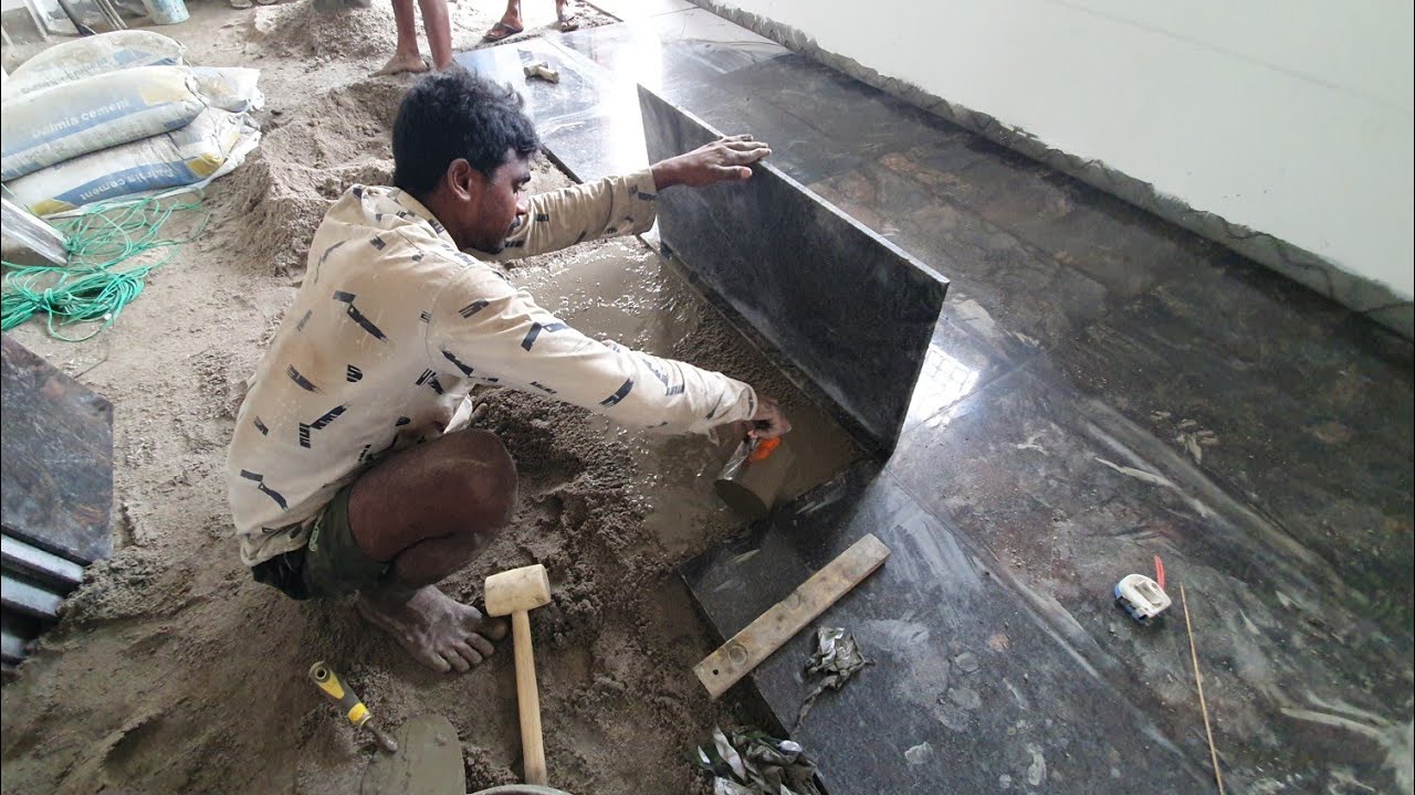 Granite Techniques of Flooring_Living Hall 2×4ft Granite Tile Installation with Perfect|Floor design