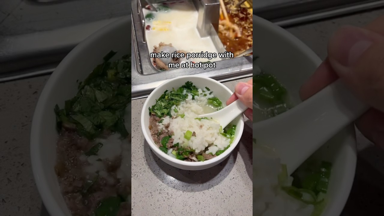 Making rice porridge at a HOT POT restaurant!!!   #hotpot