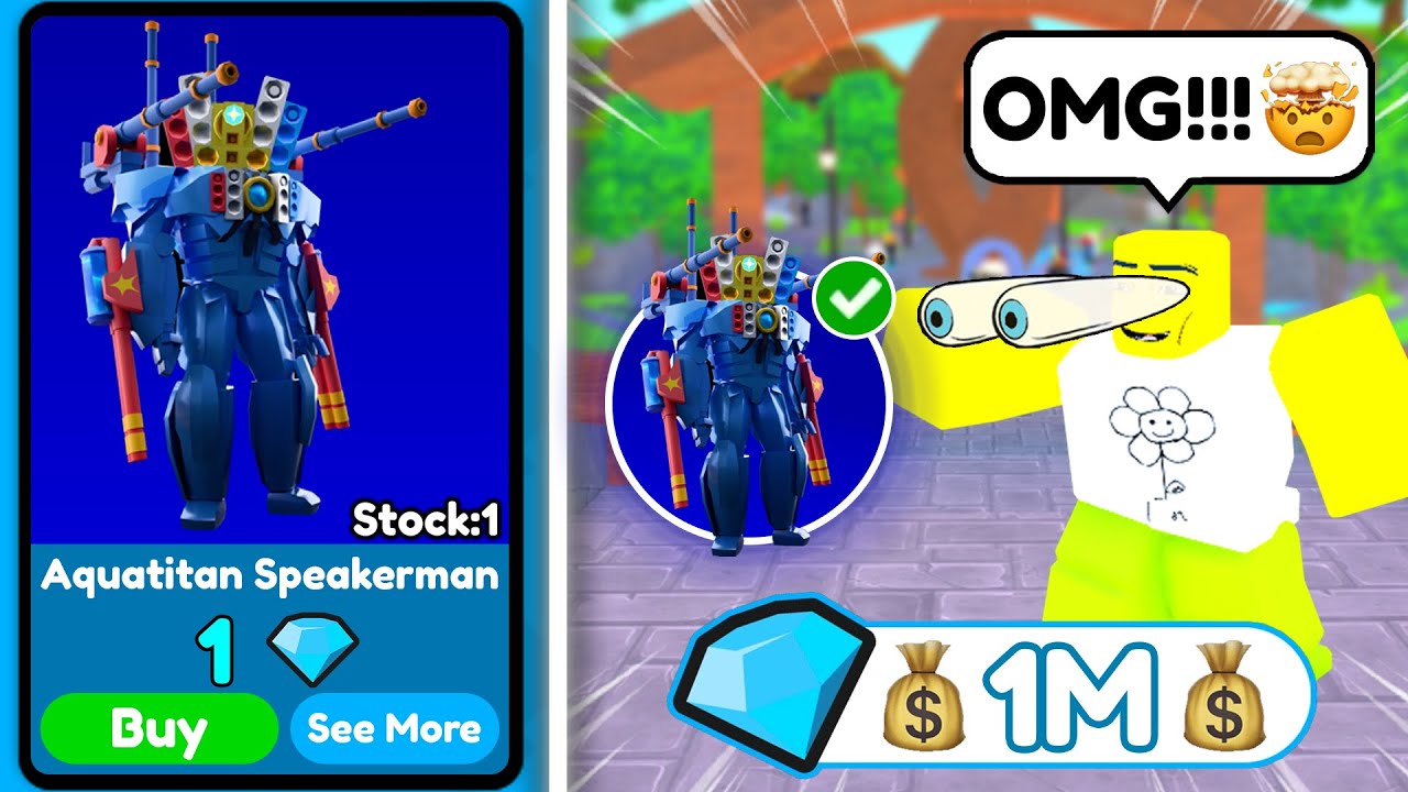 🤑 I BOUGHT *NEW* AQUATITAN SPEAKERMAN for 1 GEM 💸 and SOLD for 1M GEMS 💰 - Toilet Tower Defense
