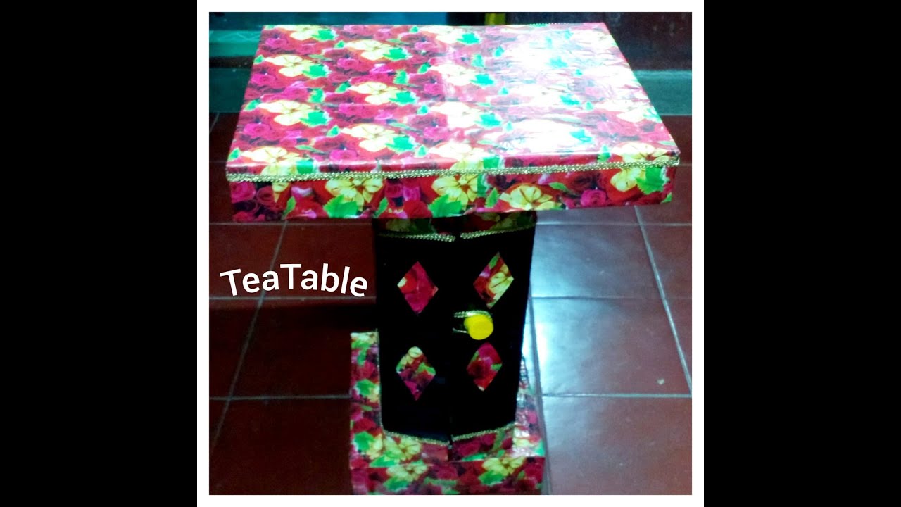 TeaTable made of old cardboard boxes- can be a cot side table