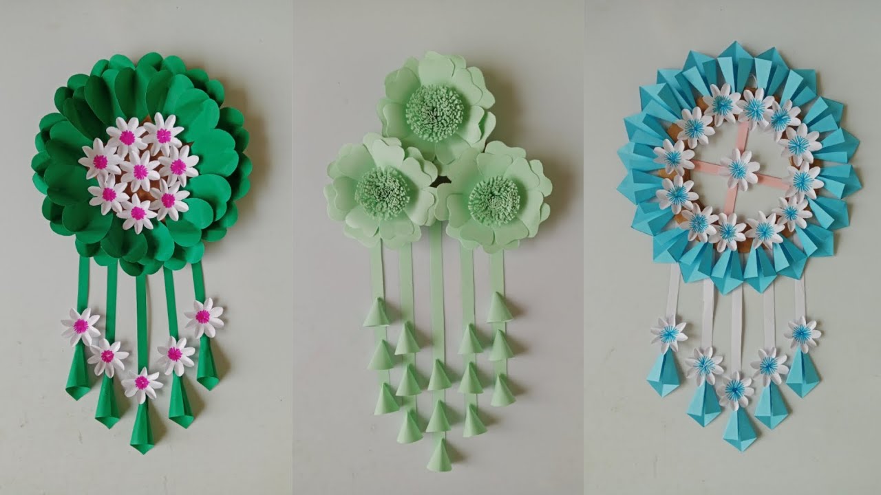 3 Type Easy Handing Wall Paper Flower Craft/DIY Paper Flower Wall hanging craft/Quick Easy Paper Flo