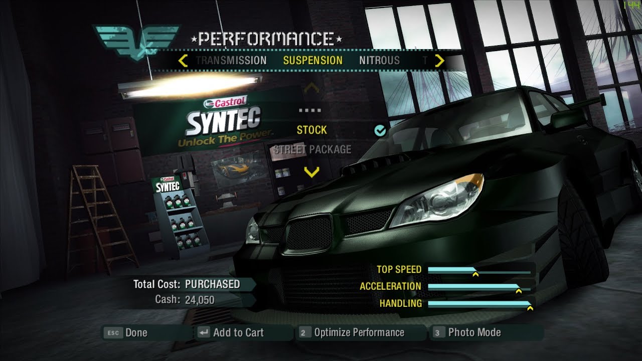 Cars handle better in NFS Carbon if they have stock suspension