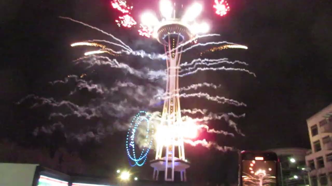 Happy New Year 2025 From The Space Needle Seattle, WA~Fireworks Show