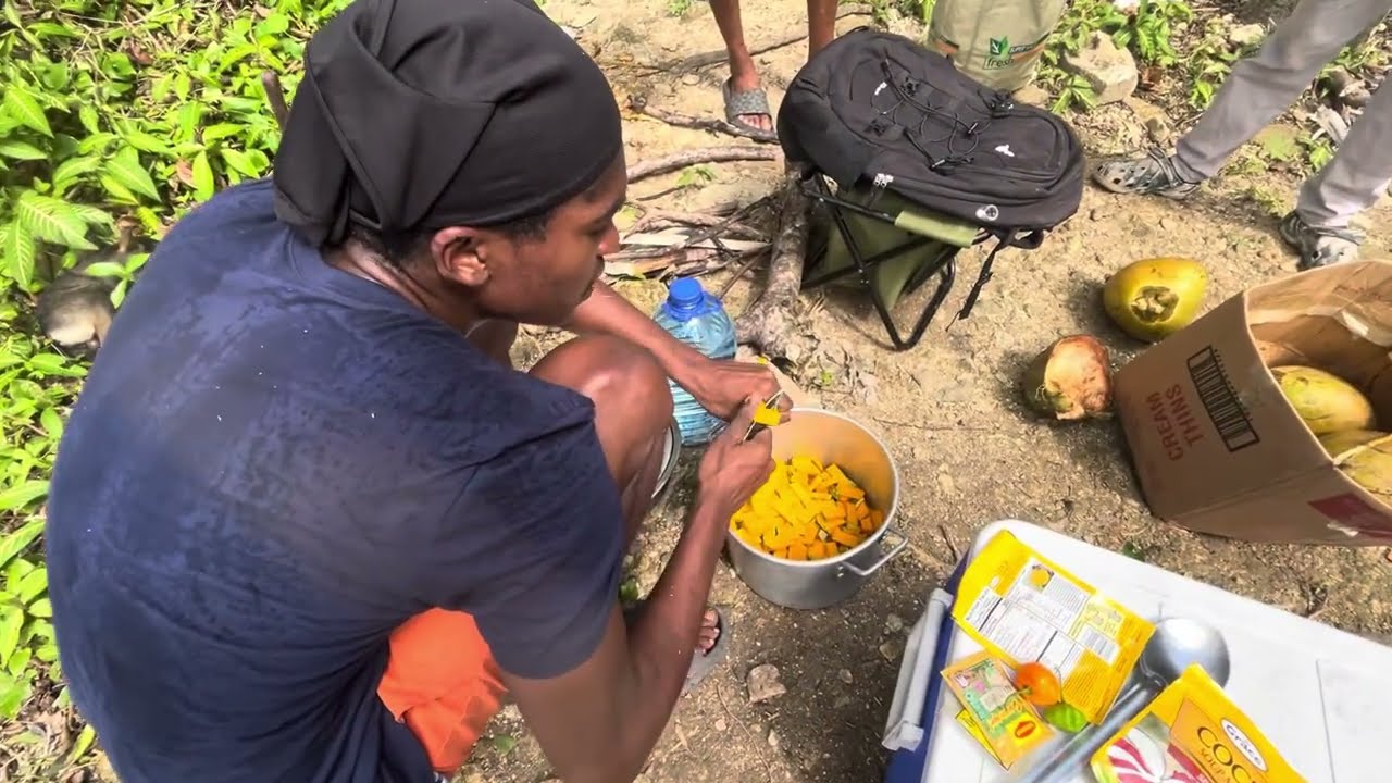 Risky diving and cooking by the riverside in Palmetto Grove St.Mary with groveswimmers and visitors 