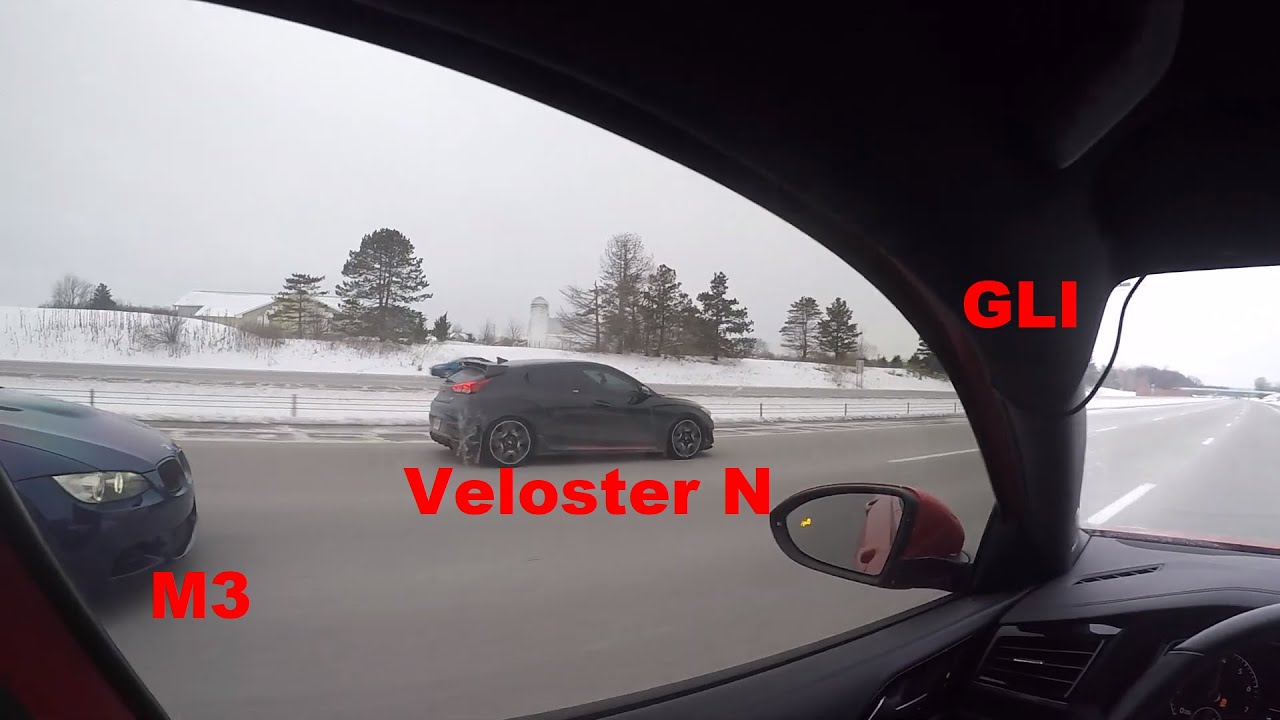 Veloster N PP vs MK7 GLI vs M3 Roll Races - POV
