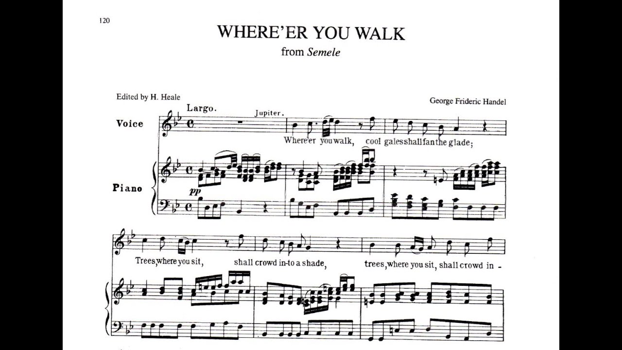 Where'er you walk - Händel (Bb major - High Voice) Piano accompaniment