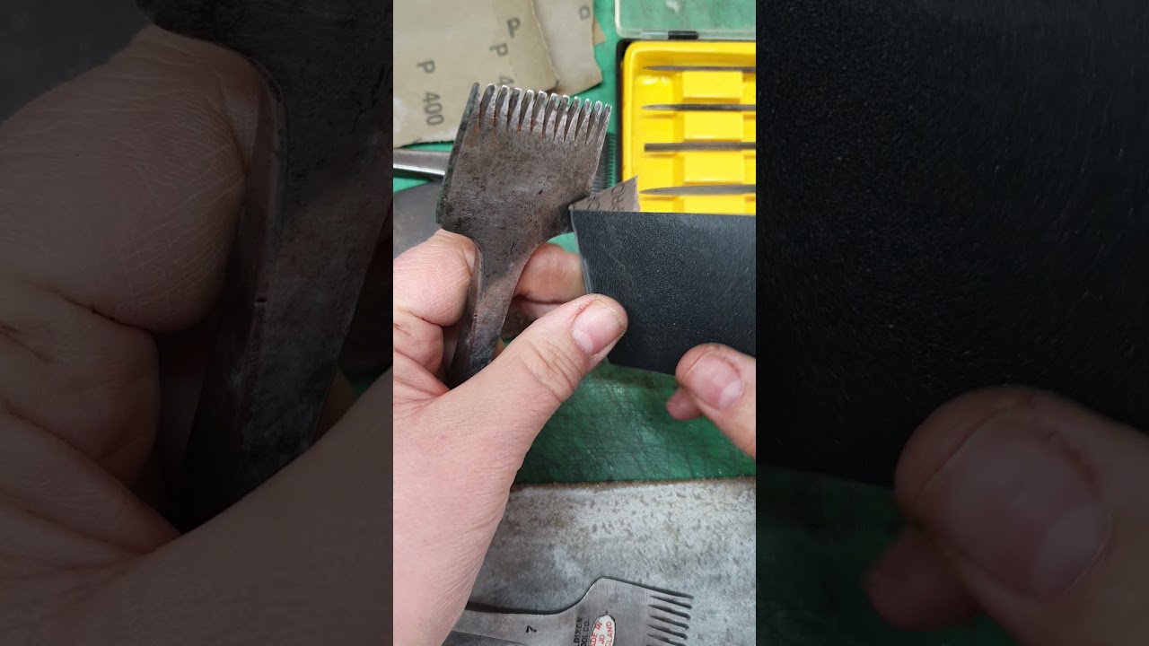 Sharpening and polishing English pricking irons.