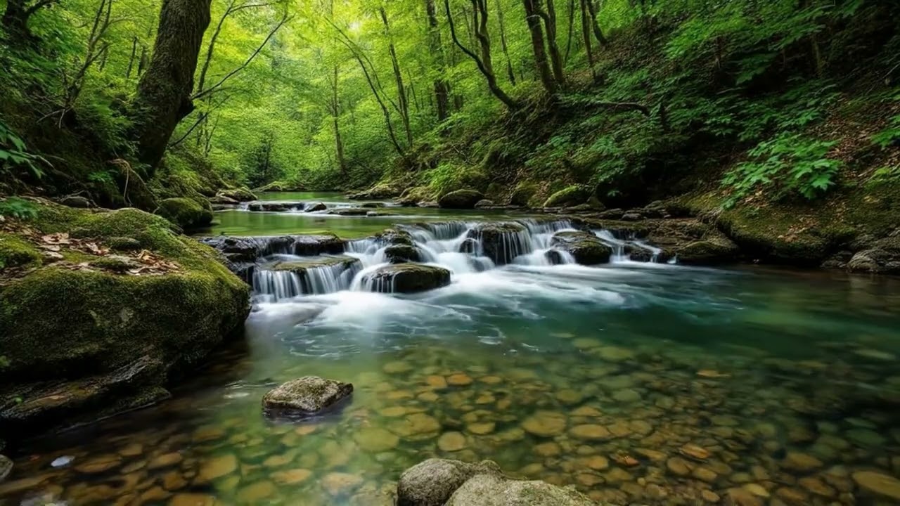 Calming Creek Flow in a Green Forest 🌿 Nature Sounds for Sleep