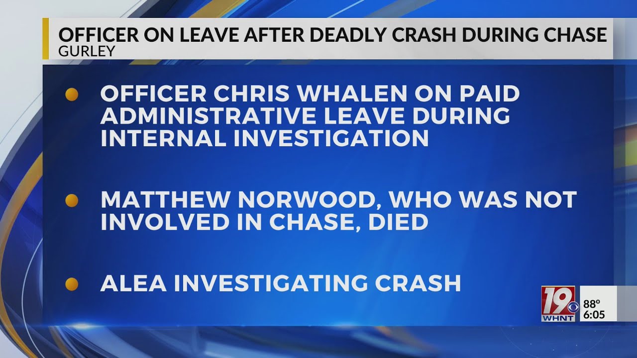 Gurley Officer on Leave After Deadly Crsh Durng Police Chase | July 24, 2023 | News 19 at 6 p.m.