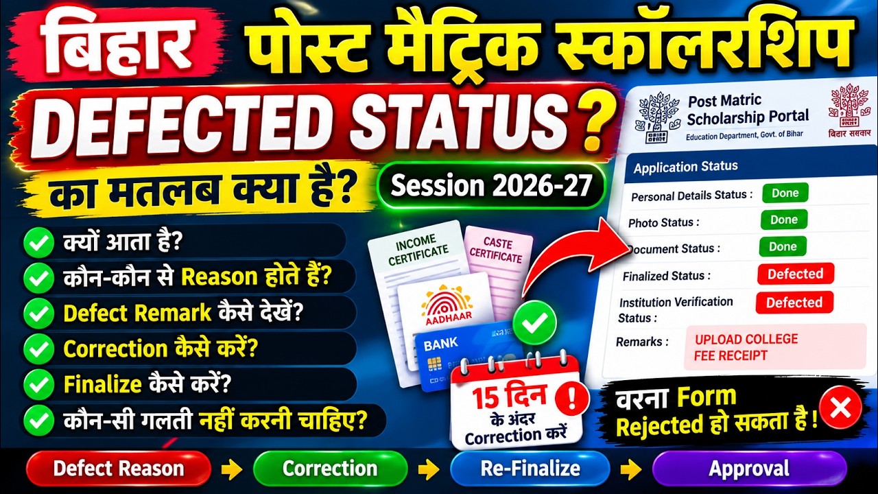 Bihar PMS Defected Status 2026-27 🔴 | Defected क्यों आया? Correction कैसे करें? | Complete Solution