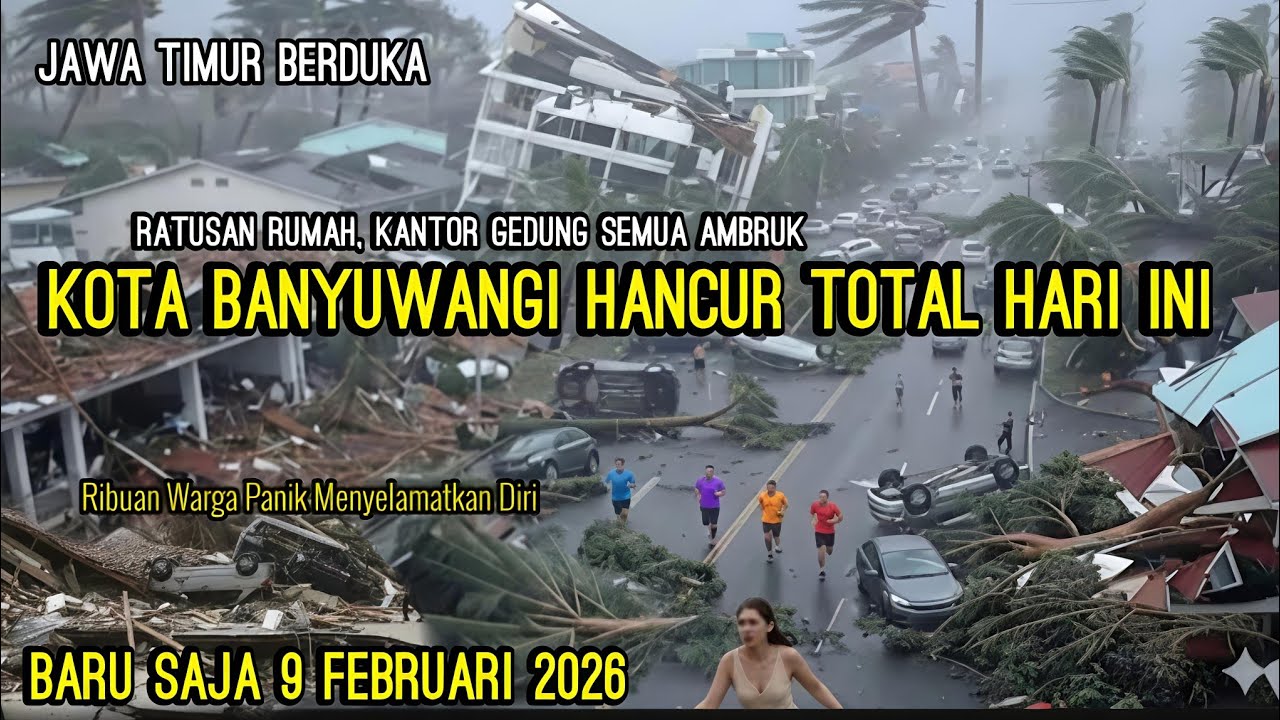 KOTA BANYUWANGI HANCUR TOTAL || BADAI DAHSYAT 175KM PERJAM DI BANYUWANGI HARI INI - 9 FEBRUARI 2026