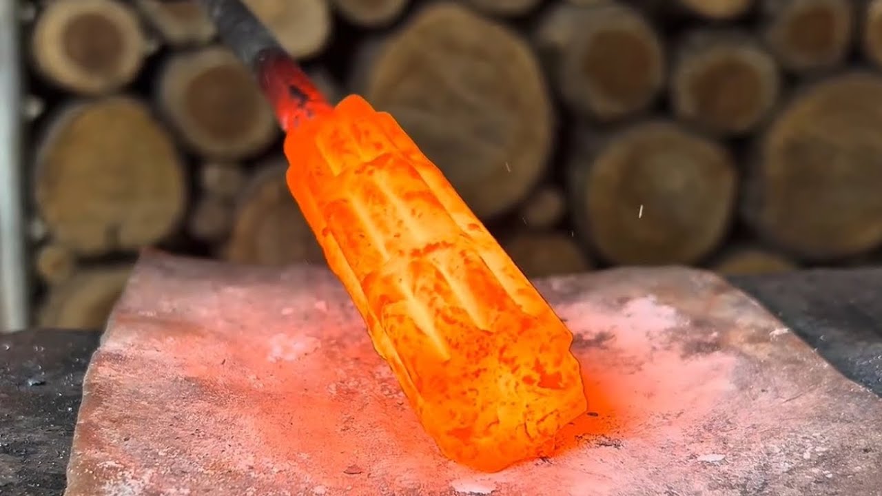 Damascus knife made from scrap metal