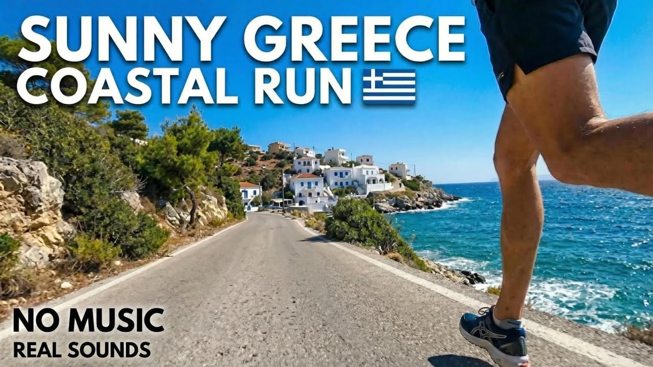 POV Coastal Run in Greece 🇬🇷 | Natural Footsteps & Ambient Sounds (No Music)