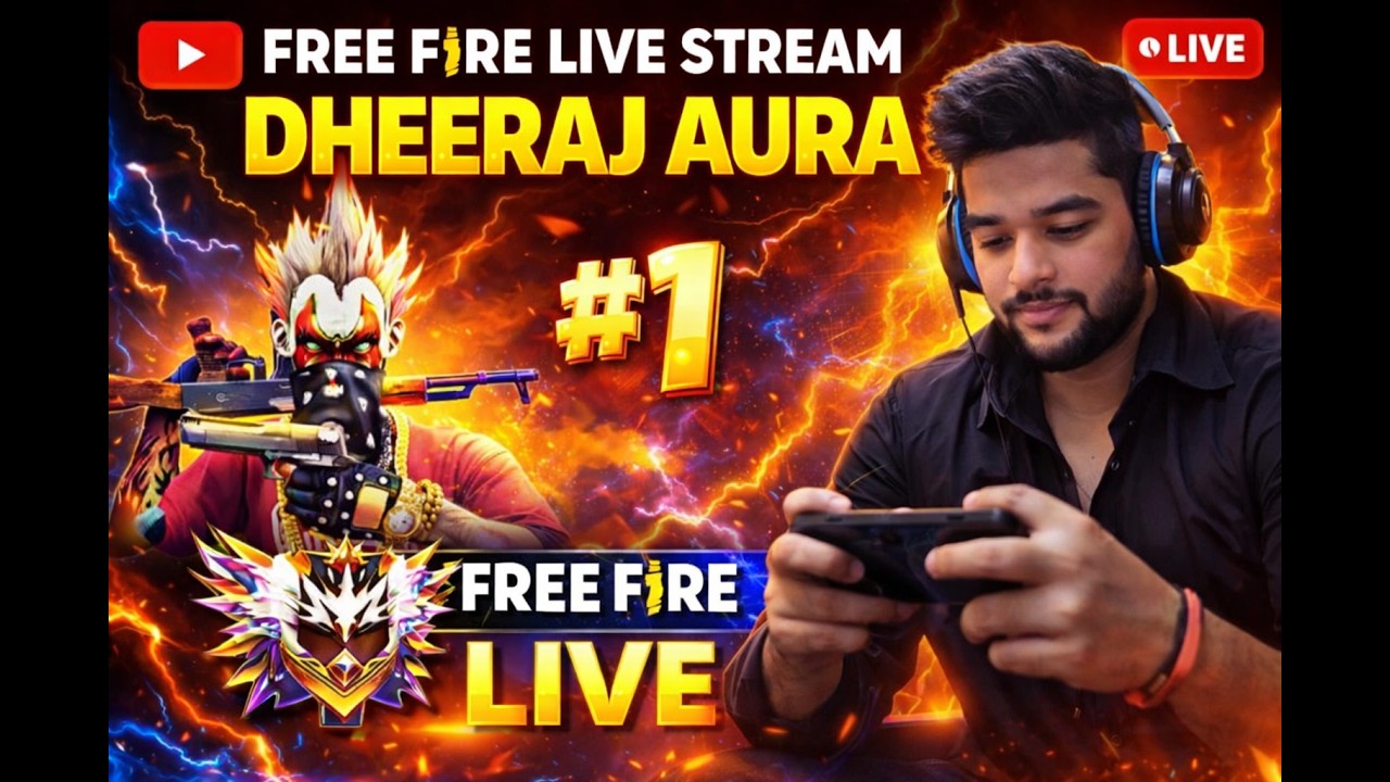 FREE FIRE LIVE ⚡NO.1 GAMEPLAY GRANDMASTER PUSH | DHEERAJ AURA IS BACK #freefirelive #dheerajaura