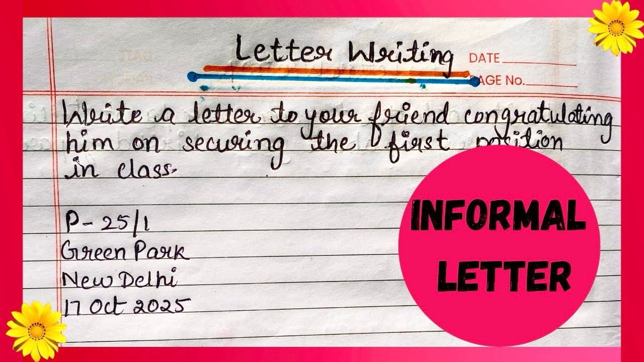 Write a Letter to Your Friend Congratulating Him on Securing the First Position in class