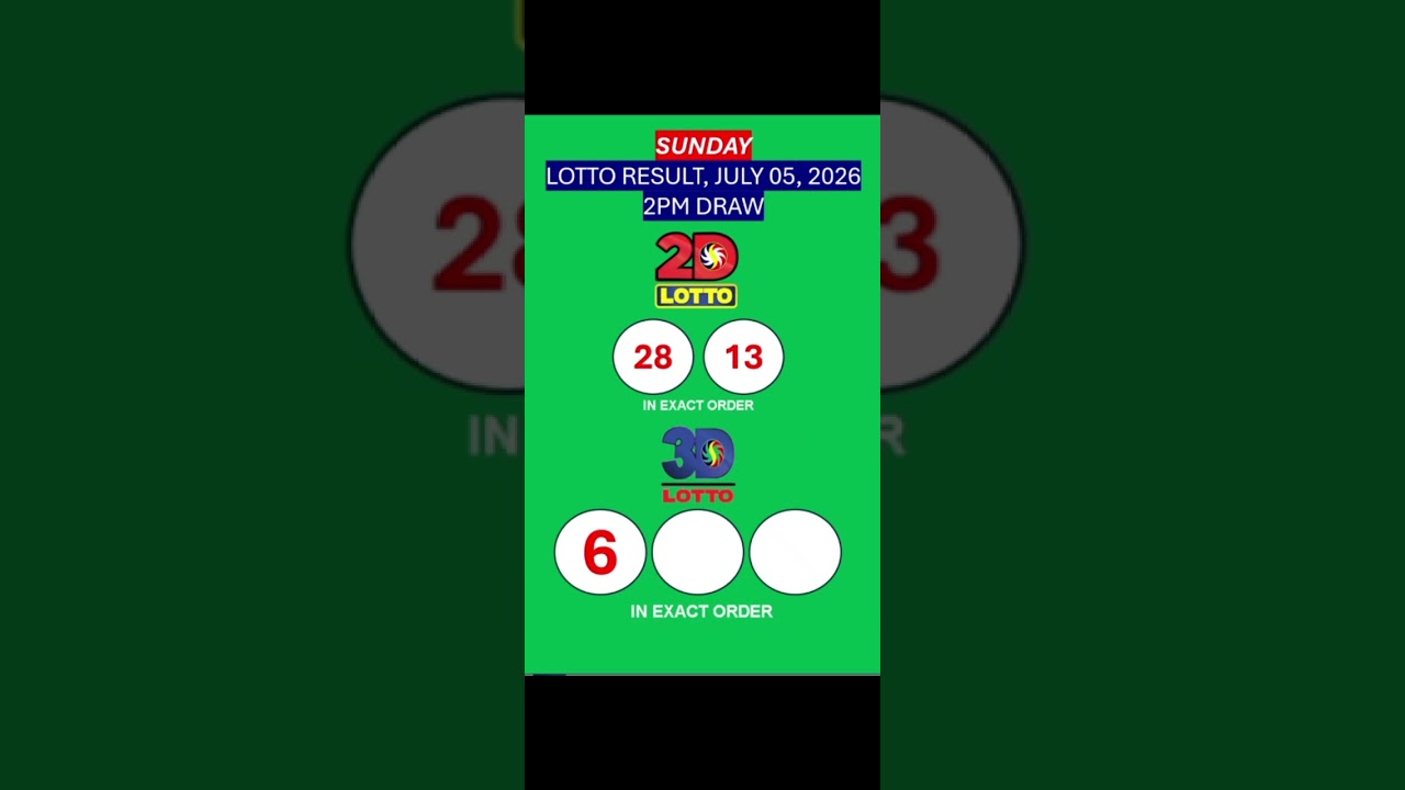 LOTTO RESULTS, 3D LOTTO, EZ2 LOTTO, 2PM DRAW, JULY 05, 2026@LottoResultTV15K