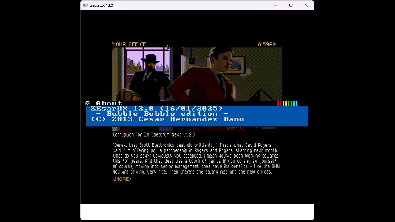 Corruption - Sinclair ZX Spectrum Next - ZEsarUX 12.0 - Test Windows 11