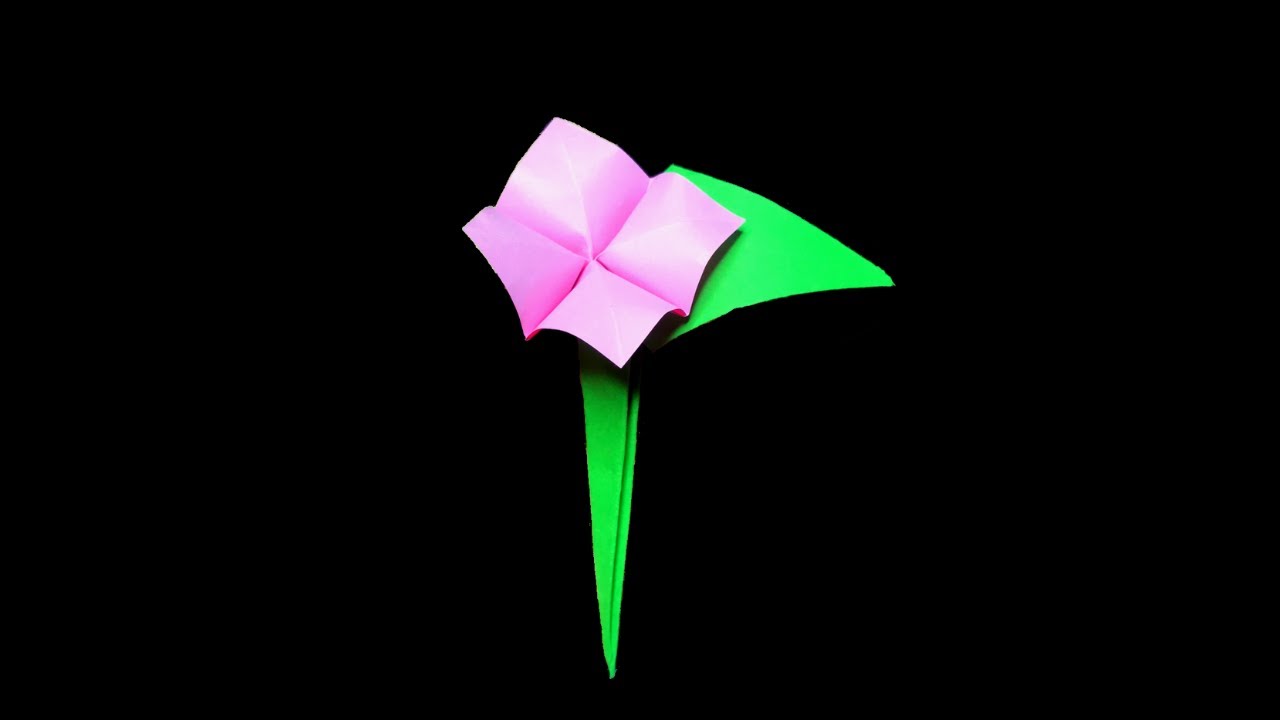 ORIGAMI FLOWER WITH LEAF 🌼(traditional)