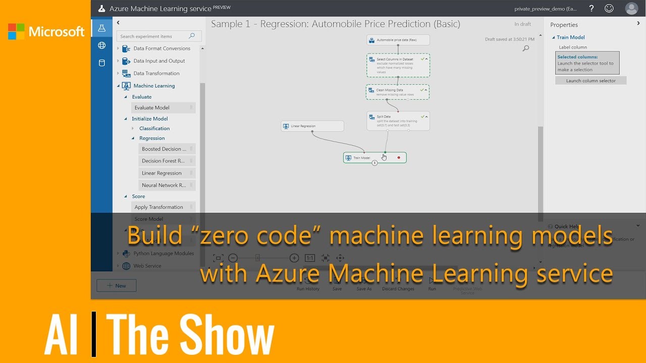 Build “zero code” machine learning models with Azure Machine Learning service